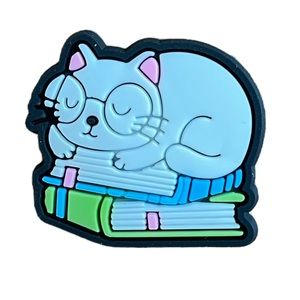 Cat Sleeping on Books Croc Charm